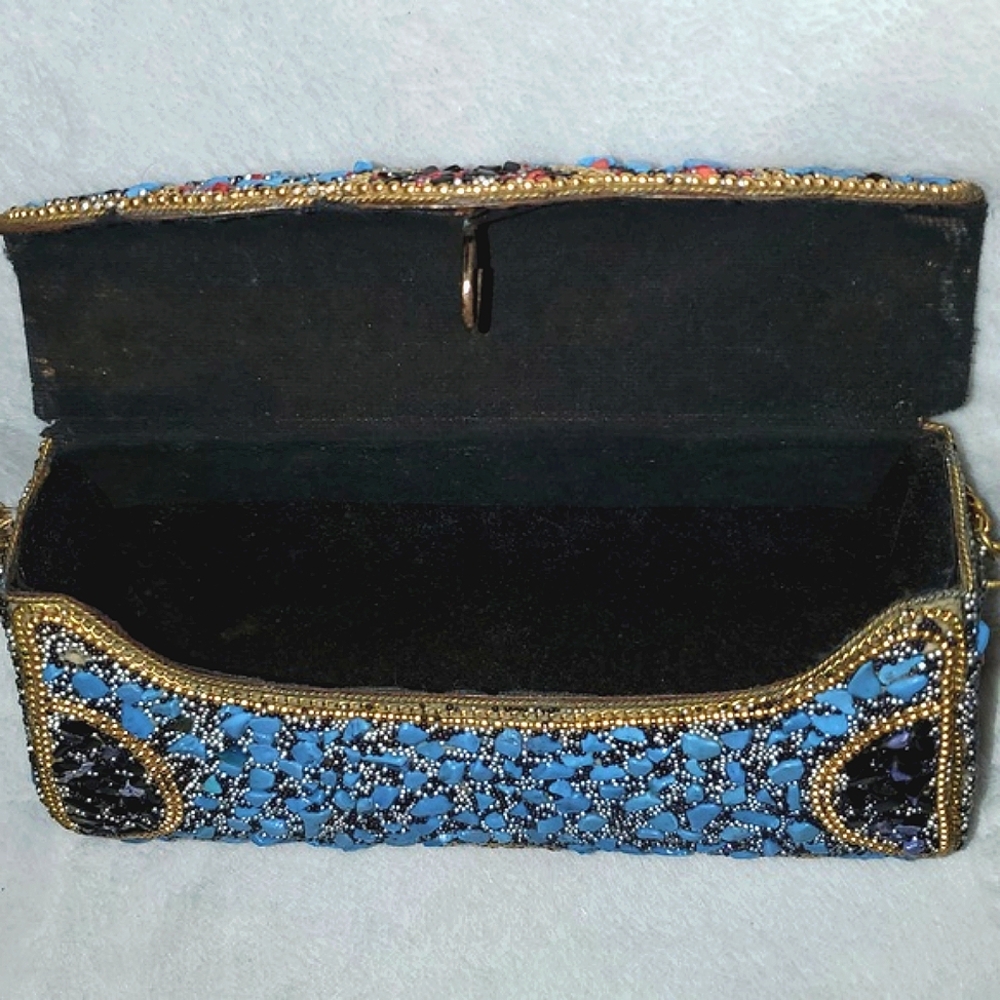 Mosaic Patterned Clutch with Chain Strap - Picture 7 of 12